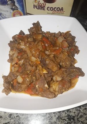 A picture of Spicy goat meat.