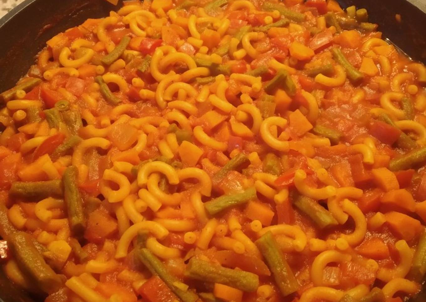 Fideuá con judías verdes