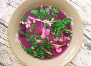 Hình của món Canh Khoai Tím Nấu Thịt Bằm.