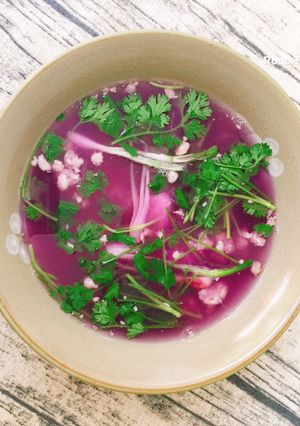 Hình của món Canh Khoai Tím Nấu Thịt Bằm.
