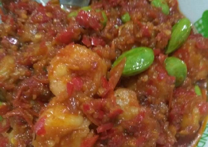 Balado udang pete