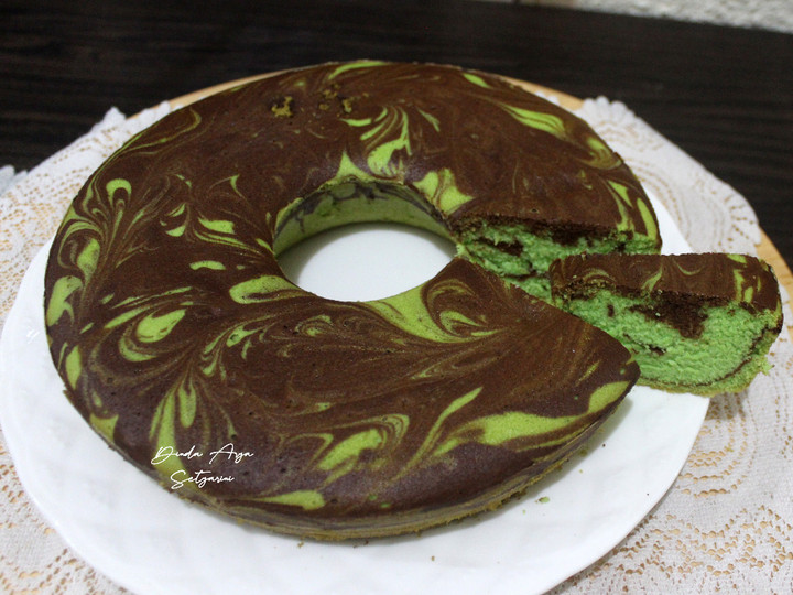 Cara Gampang Menyiapkan Bolu Marmer Putih Telur Pandan Coklat Anti Gagal