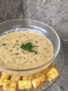 Foto resep Mushroom Cream Soup with Croutons