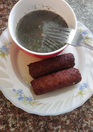صورة لوصفة ملوخيه مع ستيك كباب