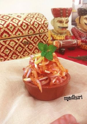 A picture of Raw mango onion kachumber salad.