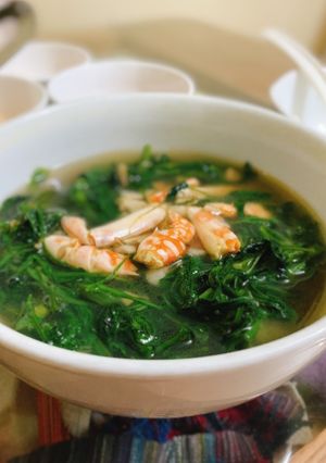 Hình của món Rau muống nấu ghẹ.