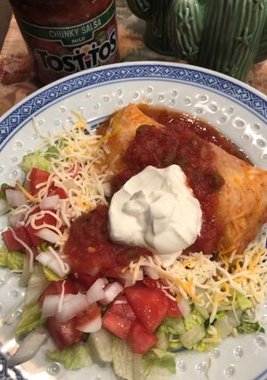 A picture of Chicken or Turkey Enchilada Casserole.