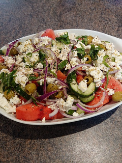 A picture of Watermelon Greek Salad.