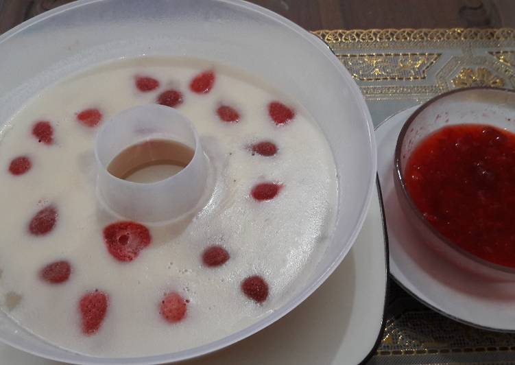 Puding susu fla strawbery edisi 17an seger sehat yummi🍓🍧
