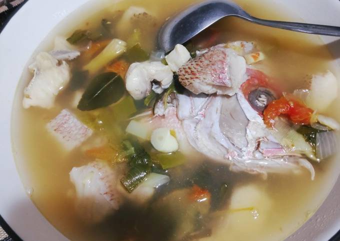 Cara Gampang Menyiapkan Sup ikan kakap merah kuah asam Anti Gagal