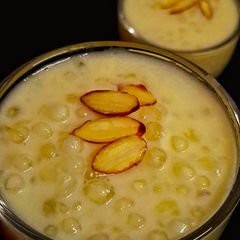 A picture of Sabudana jaggery kheer.
