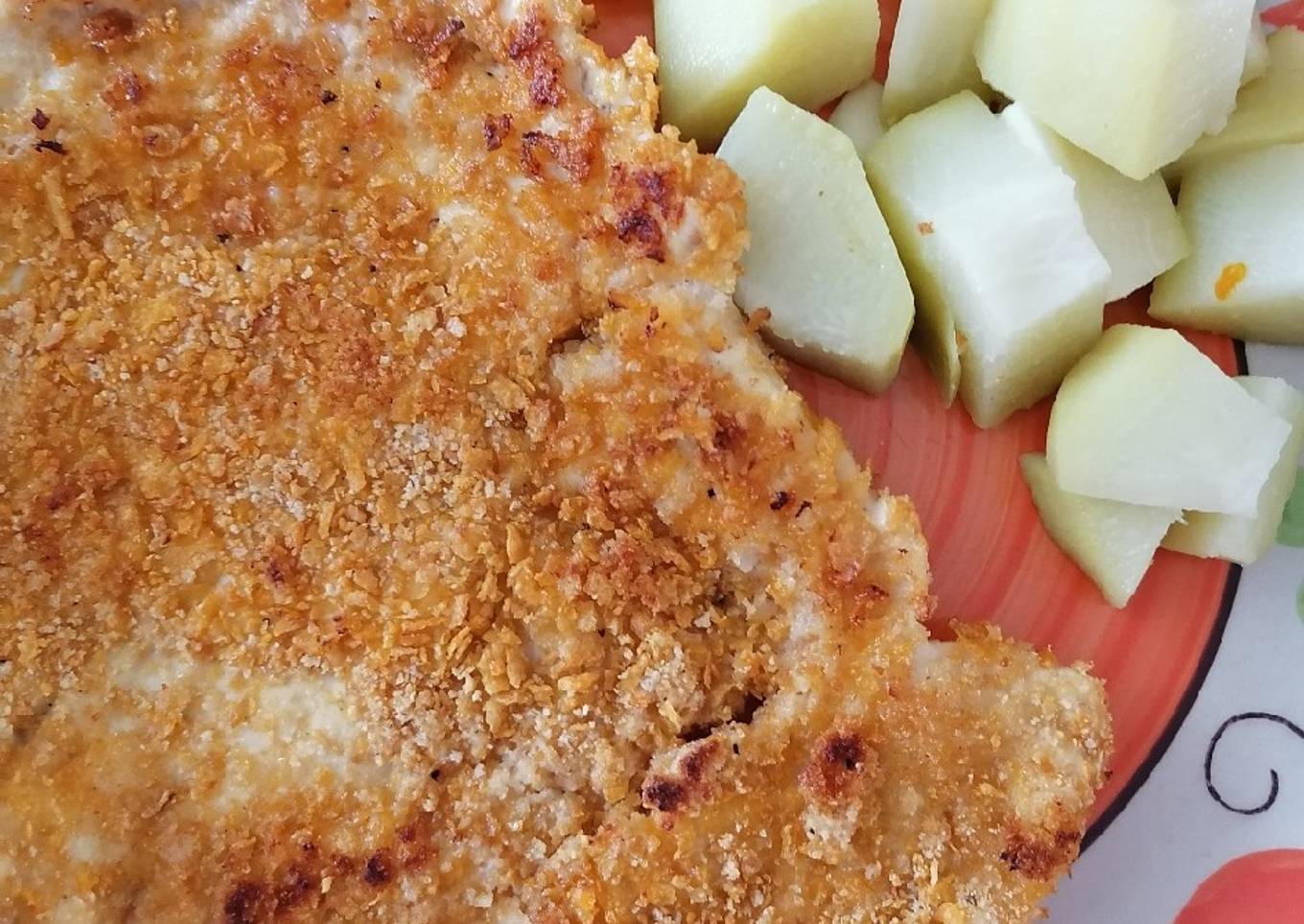 Milanesa de pollo empanizada con corn flakes 🤤