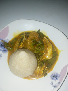 A picture of Akwukworo Oho (Ora soup).