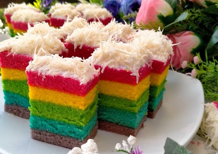 Resep Rainbow Cake Kukus Cantik Mudah Dibuat