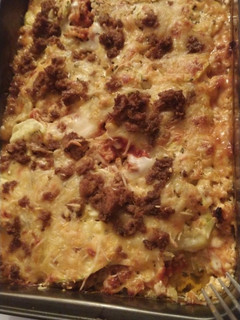 Una foto de Lasaña de calabacín con carne picada nata para cocinar y queso