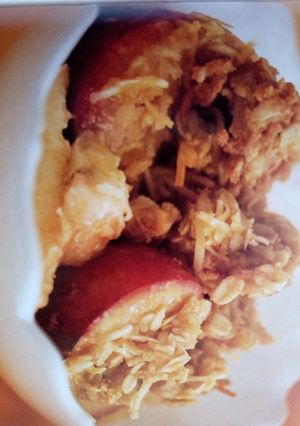 A picture of Banana and plum crumble.