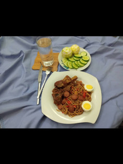 A picture of Tasteful pasta with sausage, peppered beef #Rivers state.