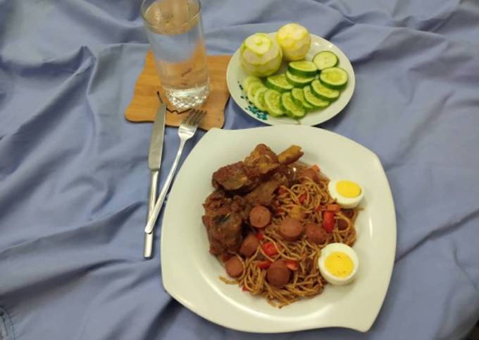 Easiest Way to Prepare Ultimate Tasteful pasta with sausage, peppered beef #Rivers state