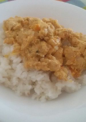 A picture of Yogurt-Marinated Chicken with Curry and Coconut Milk.