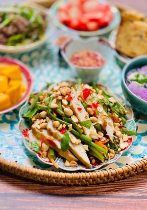 Hình của món Chả Cá Trộn Rau Muống.