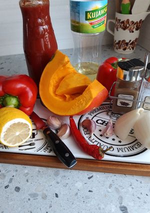 Zdjęcie przepisu Pieczona dynia oraz purée (mus) z dyni.