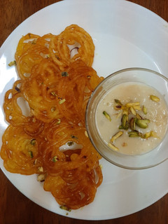 A picture of Jalebi with Rabri 😊(indian sweet dish) #mycookbook #cookpad.