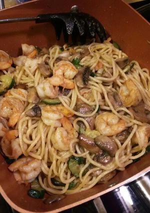 A picture of Shrimp and Vegetable Pasta.