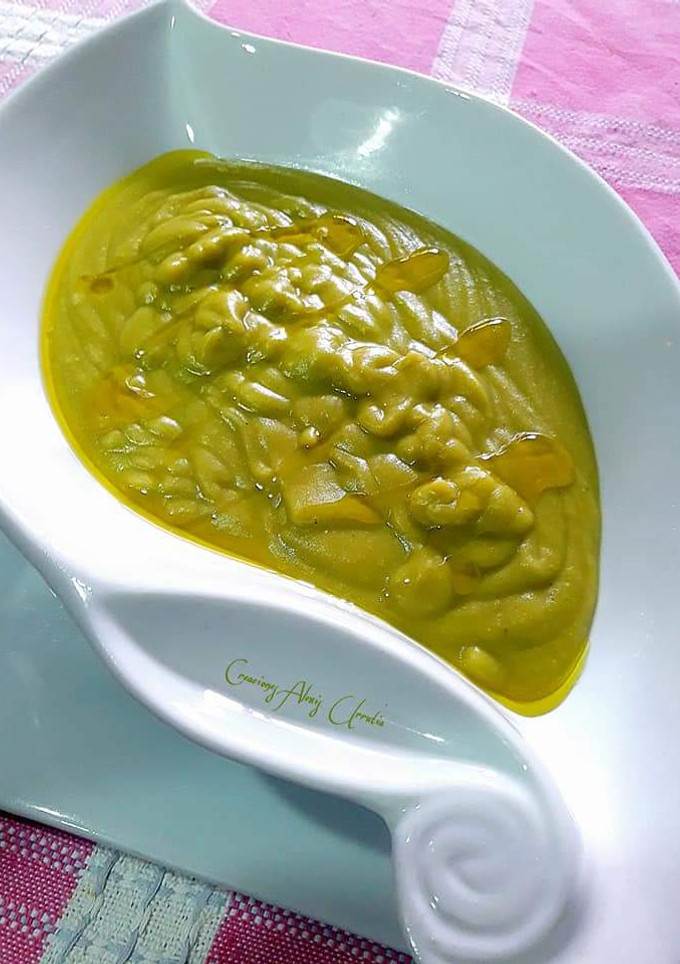 Una foto de Crema de guisantes deshidratados