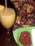 Batido de melón 🍹 / Pollo frito con salsa de tomate 🍅