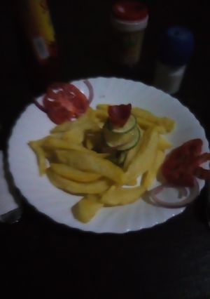 A picture of Home made chips #Endofyearchallenge.