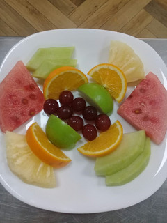 A picture of Plated fruits.#Breakfast contest#.