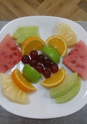 A picture of Plated fruits.#Breakfast contest#.