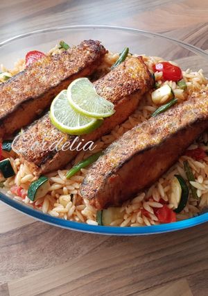 Foto resep Tomato salmon orzo