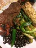Mix de carne asada con arroz y frijoles