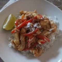 A picture of Coconut and banana spicy chicken.