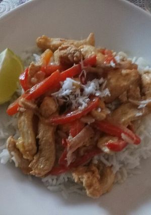 A picture of Coconut and banana spicy chicken.