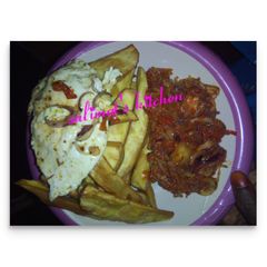 A picture of Sweet potatoes with fried egg and stew.