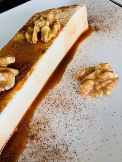 Una foto de Flan de queso