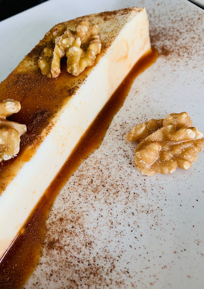 Una foto de Flan de queso