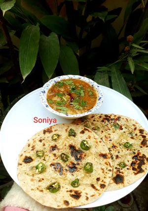 हरी मिर्च की रोटी (Hari mirch ki roti recipe in Hindi) रेसिपी मुख्य फोटो