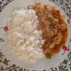 A picture of Shrimp with rice.