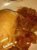 Moi moi with onion sauce