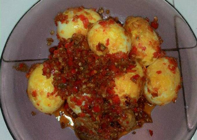 Resep Sambal balado telur dan bakso simple ala rumahan, Lezat