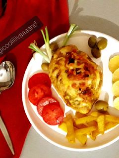 عکسی از دستور سینه مرغ شکم پر