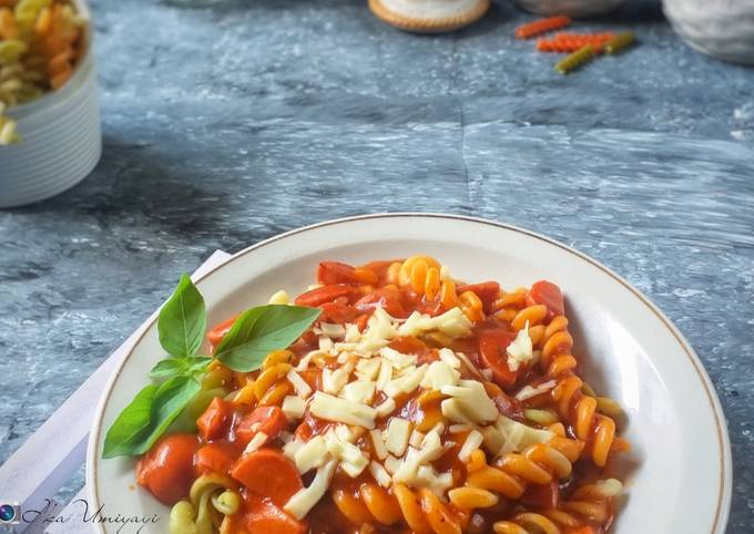 Cara Memasak 🇮🇹 Pasta Spiral (Vegeroni) Sos Spagheti Bahan Sederhana
