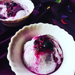 A picture of Jamun ice cream indian blueberry ice cream.