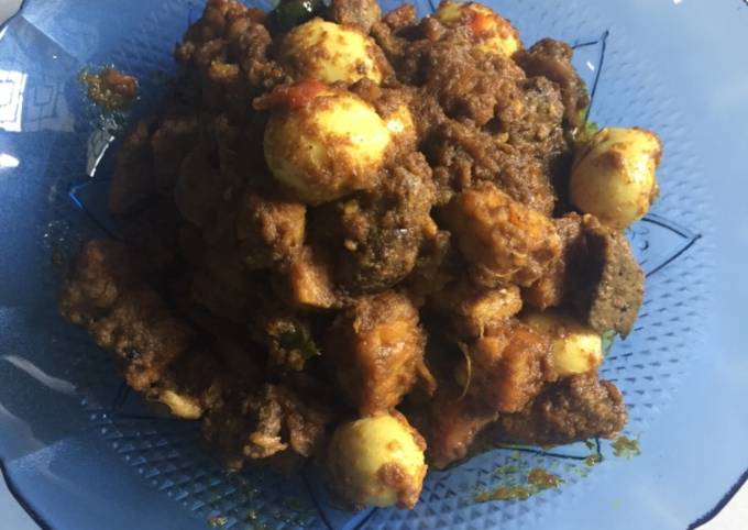 Rendang ati+telur puyuh+tempe