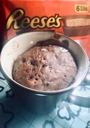 صورة لوصفة كيك الميكروويف بال Reese’s🧡🤎