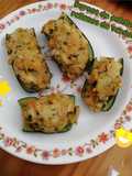 Barcos de calabacín rellenos de verduras