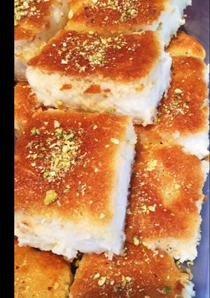صورة لوصفة نمورة بالقشطة